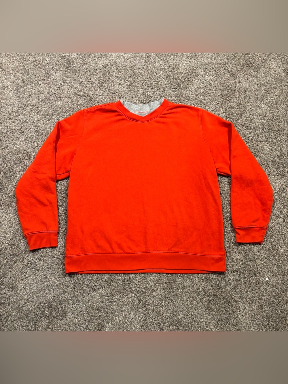 Women’s Vintage Orange Cotton Crewneck Sweater with Gray Neck Size XXL fits M/L